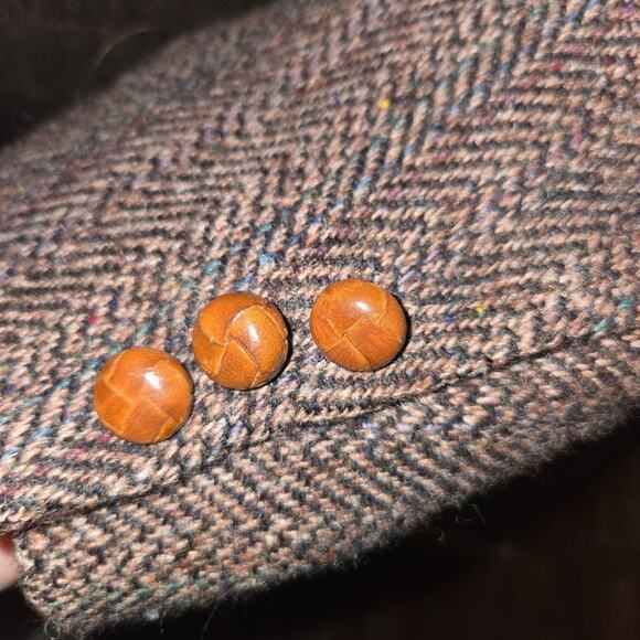 [VINTAGE] HARRIS TWEED - Scottish Wool Herringbone Stafford Jacket 43R Large Men - Picture 4 of 11